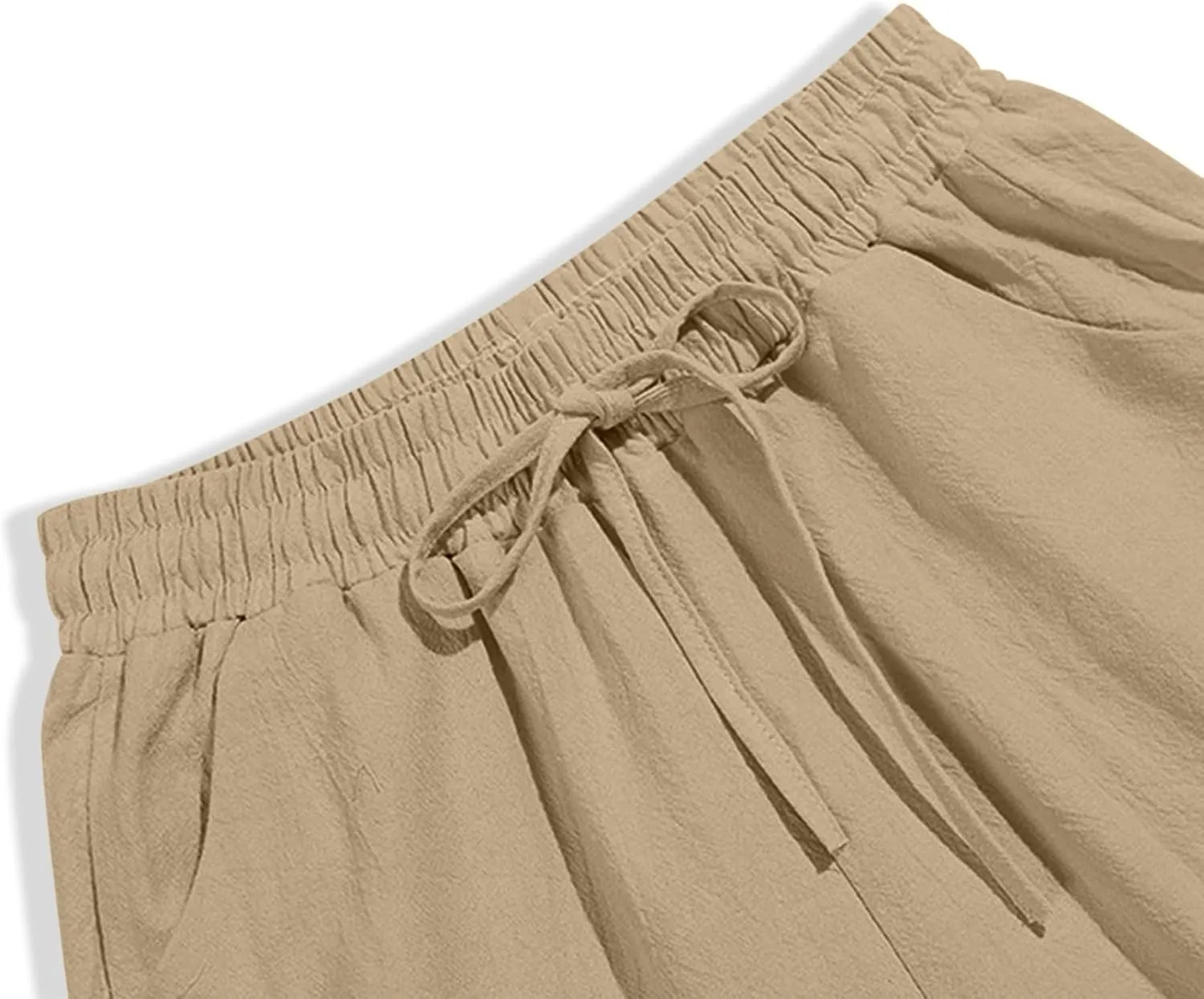 Casual Linen Pants for Women 2025 Summer Straight Leg Pant Drawstring High Waist Loose Comfy Cotton Beach Trousers