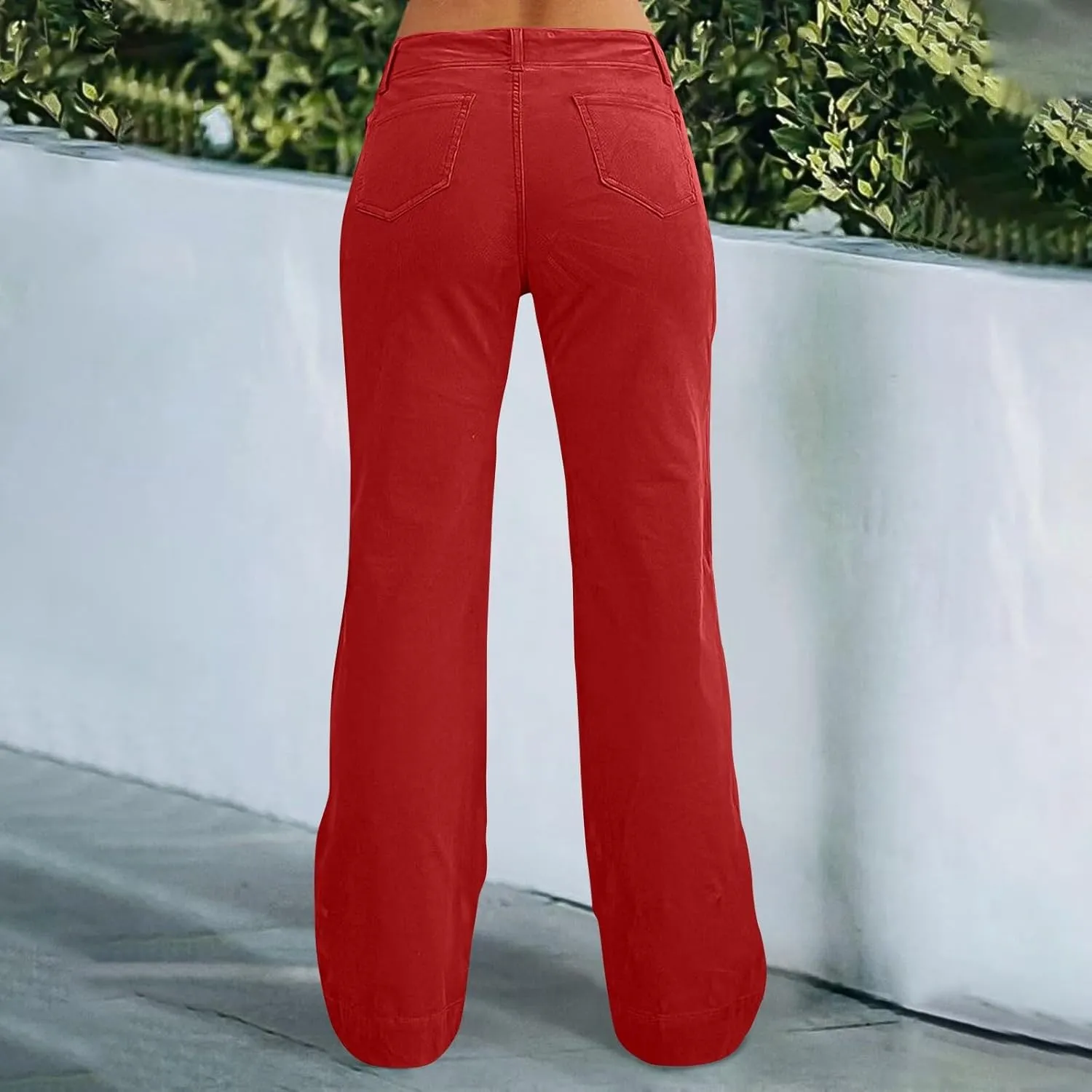 Causal Wide Leg Pants for Women Y2K Stretch Twill High Waisted Chino Pants Comfy Slim Fit Dress Pants with Pockets