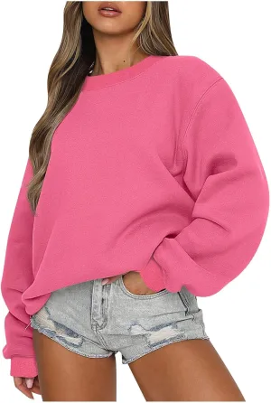 Ceboyel Oversized Sweatshirt for Women Solid Color Crewneck Pullover Tops Long Sleeve Sweaters Fall Fashion Trendy Clothes