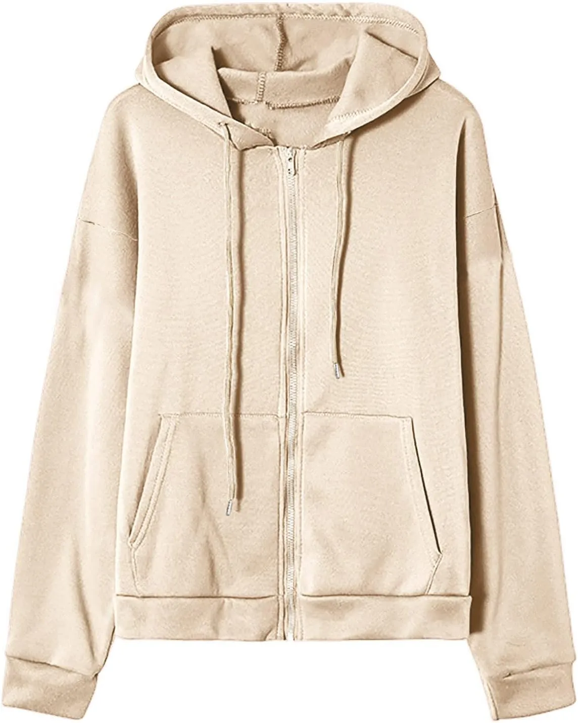 Ceboyel Womens Oversized Hoodie Sweatshirt Full Zip Up Jacket Drawstring Hooded Top Teen Girl Y2k Preppy Clothing with Pocket