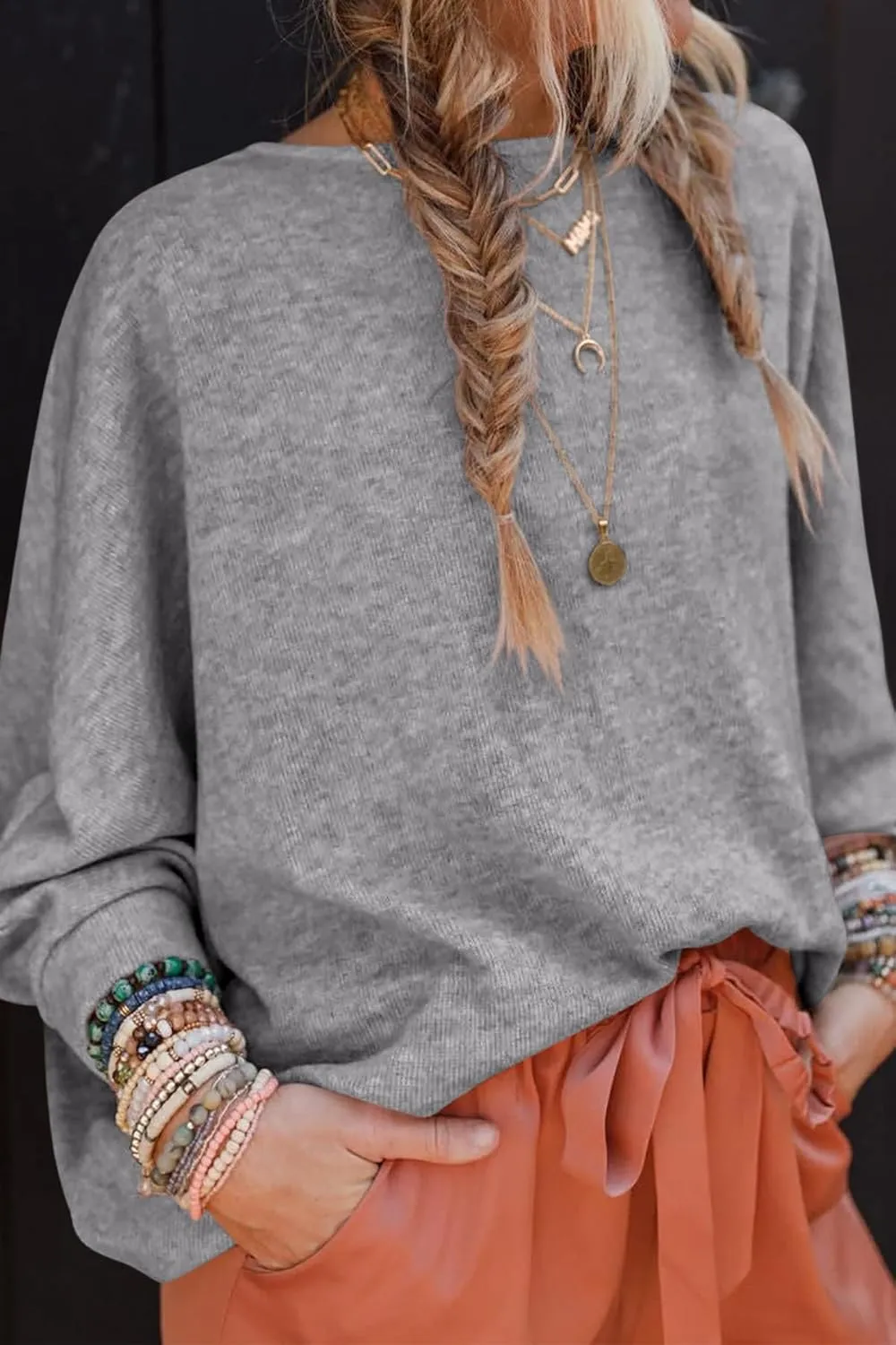 CFLONGE Fall Sweaters for Women 2025 Casual Pullover Off The Shoulder Sweater Batwing Long Sleeve Sweatshirt Knit Jumper Tops