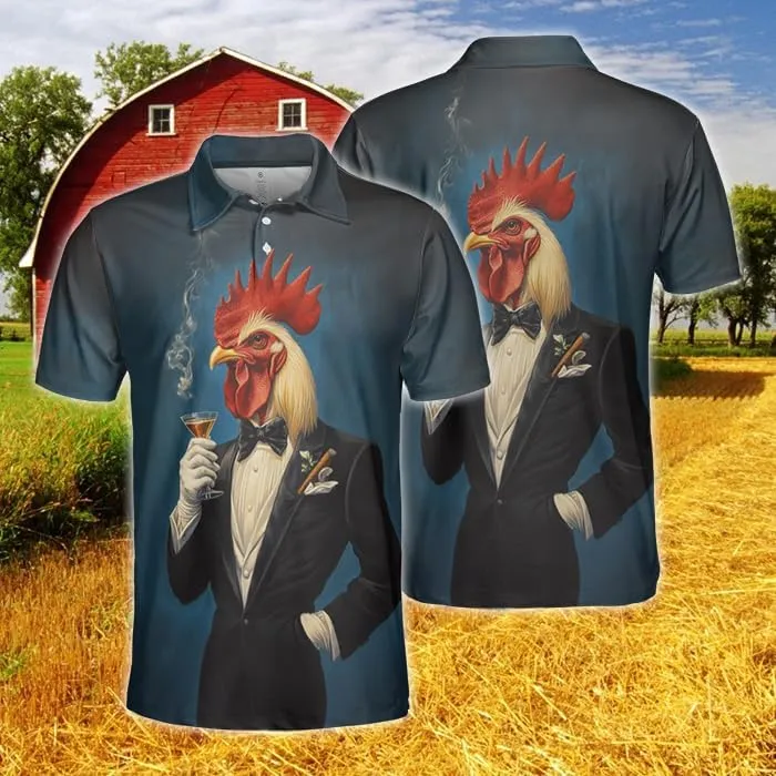 Chicken Polo Shirts for Men - Chicken Lover Stylish Mens Goft Shirt Casual Short Sleeve Button Down Outfit Set 32