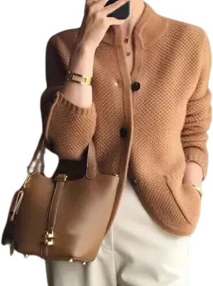 chouyatou Women's Business Casual Blazer Jacket Waffle Knit Sweater Cardigan Top Open Front Sweater Coat