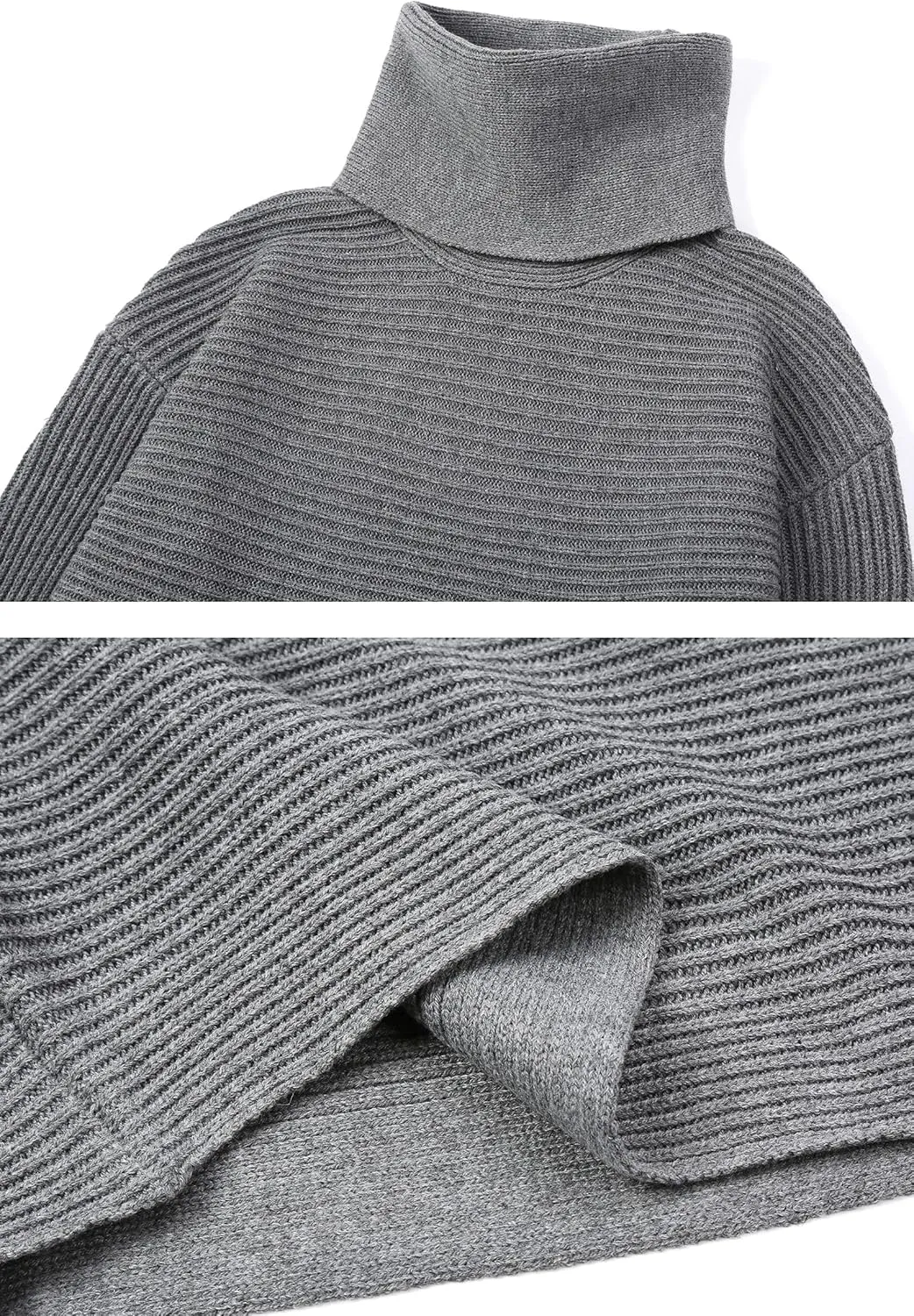 chouyatou Women's Turtleneck 2 Piece Outfits Ribbed Knit Sweater Midi Pencil Skirt Set