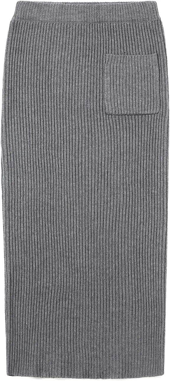 chouyatou Women's Turtleneck 2 Piece Outfits Ribbed Knit Sweater Midi Pencil Skirt Set