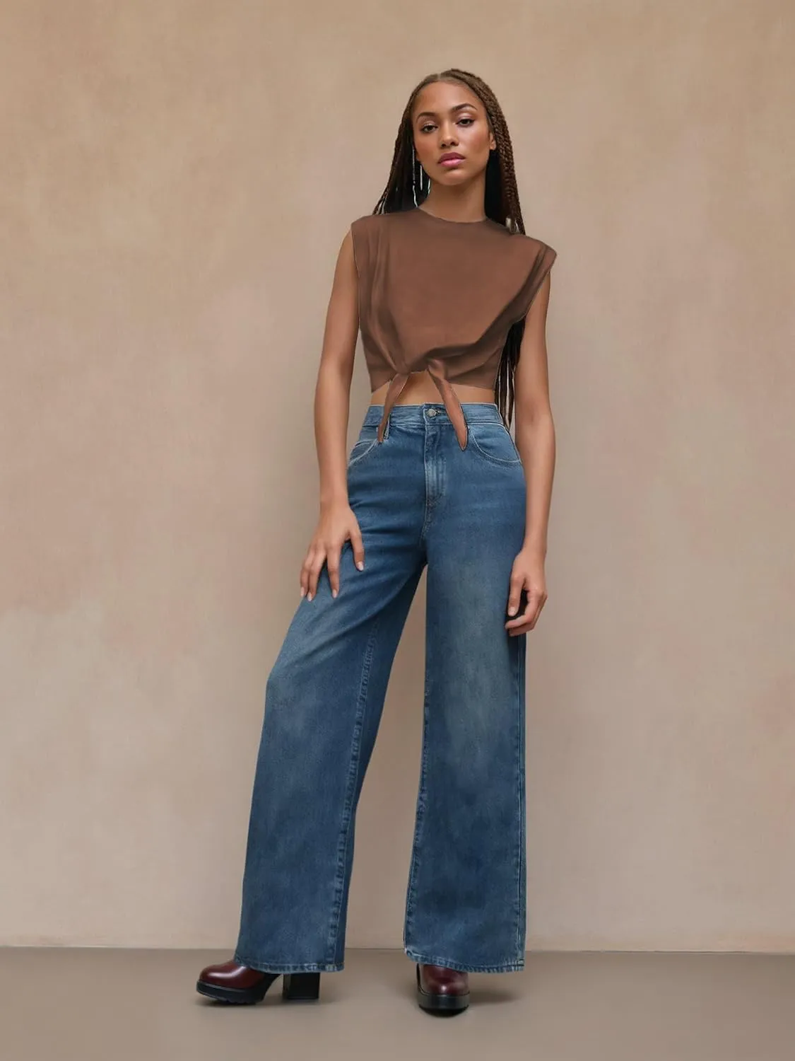 CIDER Crop Tops for Women Crew Neck T Shirts Short Sleeve Knotted Twist Front Loose Summer Basic Tee