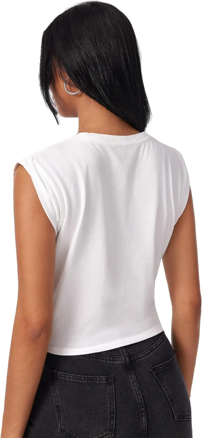 CIDER Crop Tops for Women Crew Neck T Shirts Short Sleeve Knotted Twist Front Loose Summer Basic Tee