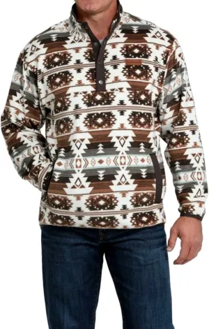 Cinch Western Sweater Mens Pull Over Snap Fleece Brown MWK1514025