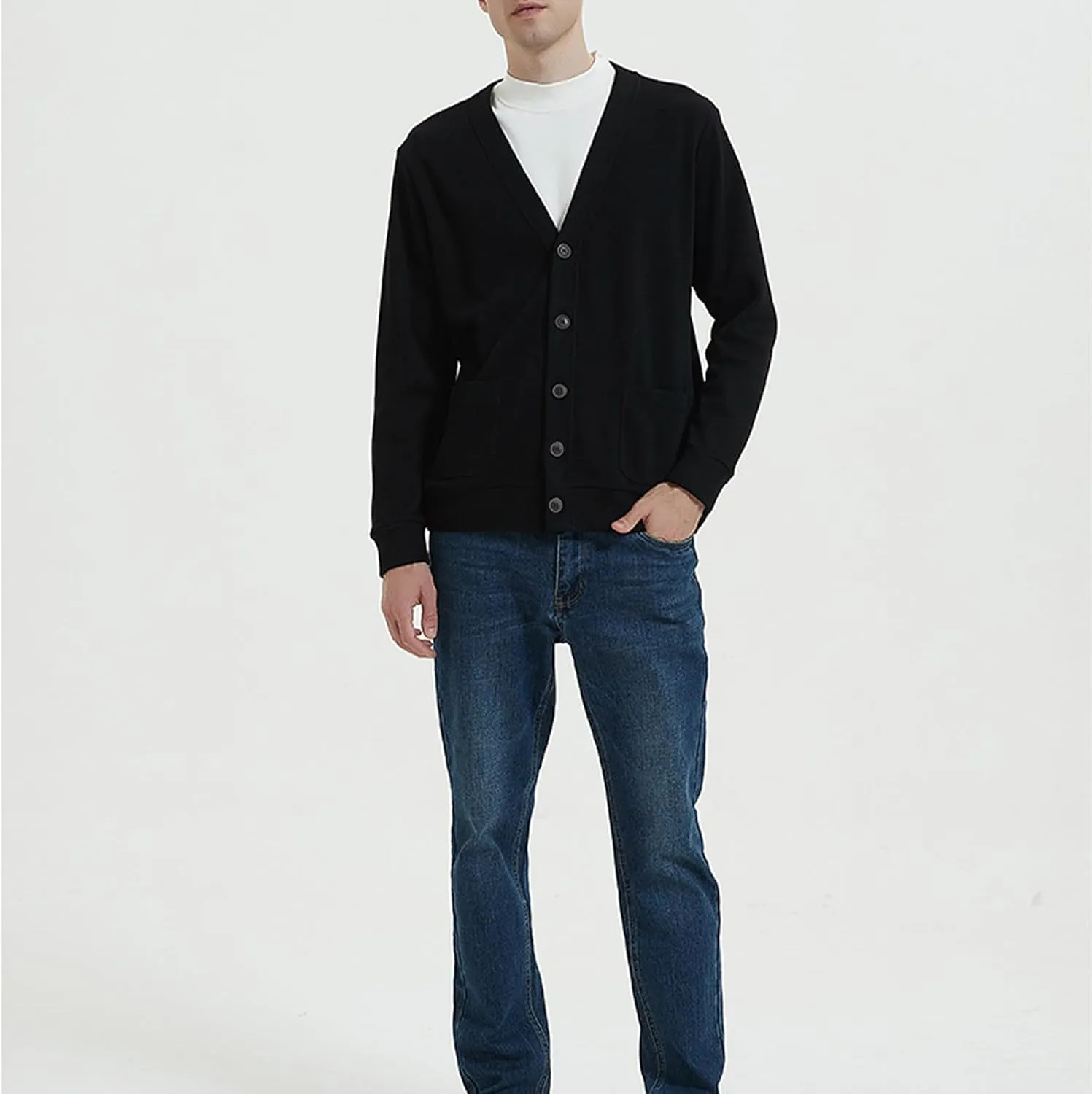Ciormis Men's Cardigan Sweaters with Buttons - Casual V Neck Long Sleeve Knitted Knitted Sweater with Pockets