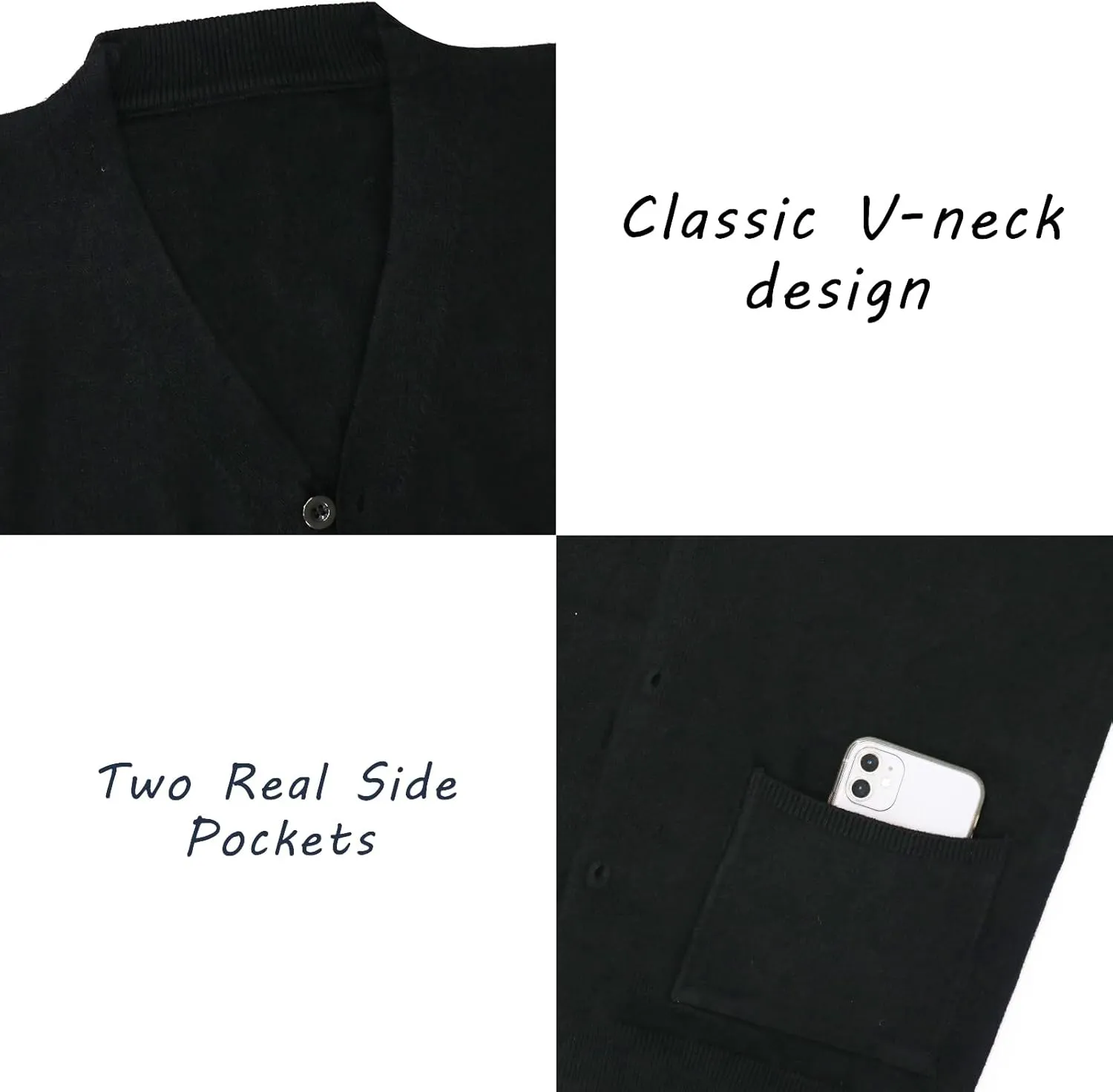 Ciormis Men's Cardigan Sweaters with Buttons - Casual V Neck Long Sleeve Knitted Knitted Sweater with Pockets