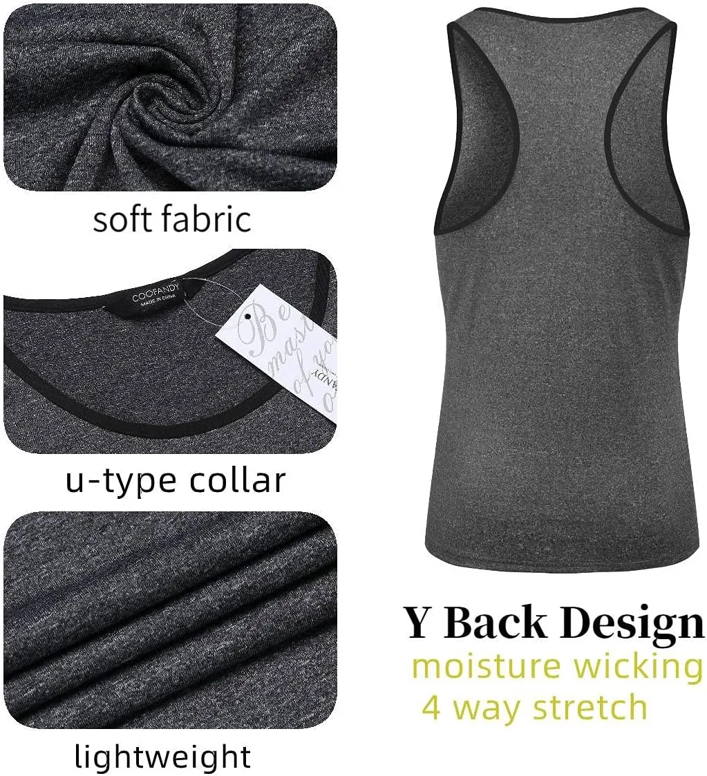 COOFANDY Men's 3 Pack Gym Tank Tops Y-Back Workout Muscle Tee Sleeveless Fitness Bodybuilding T Shirts