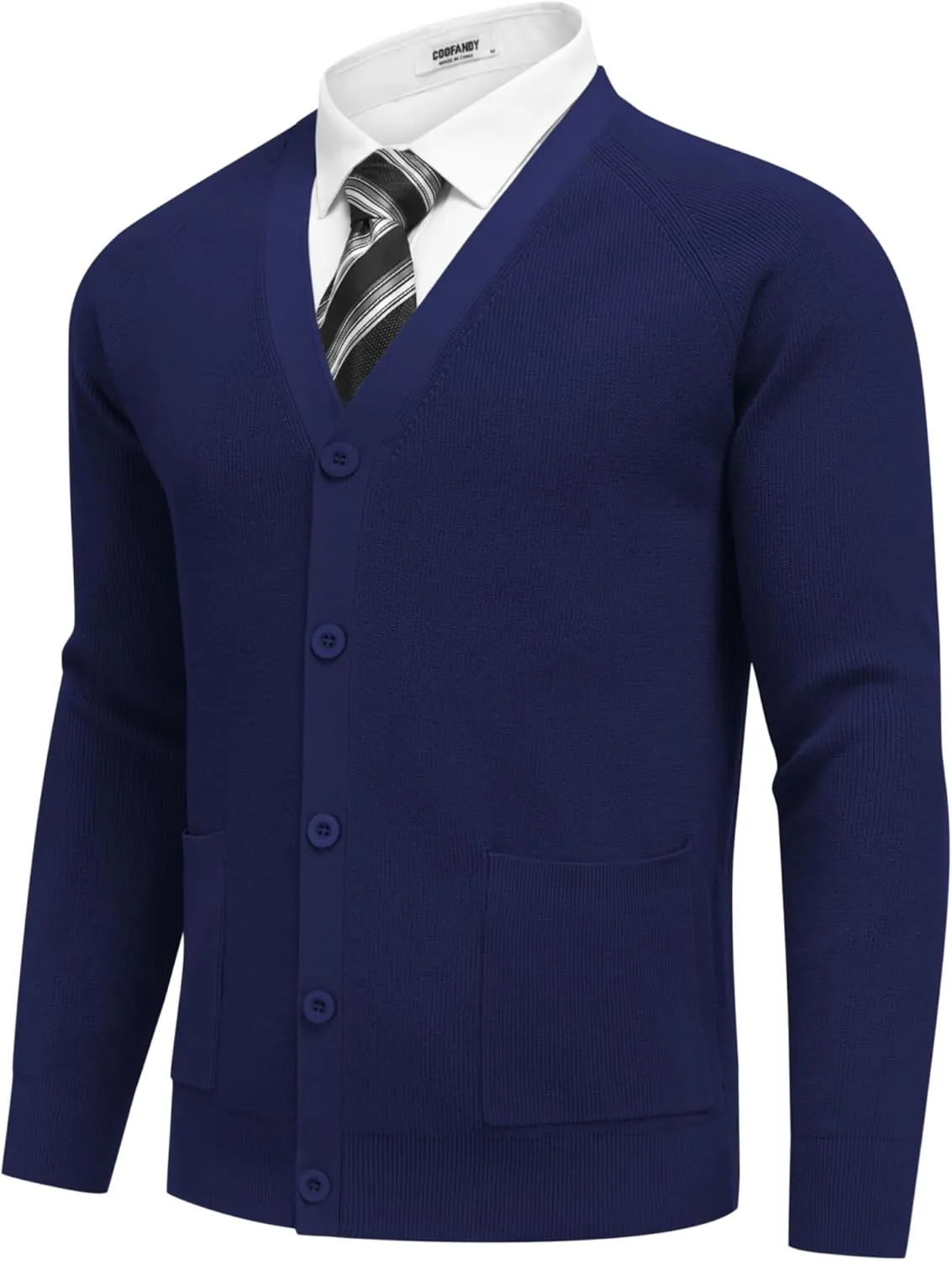 COOFANDY Men's Cardigan Sweaters with Button Lightweight Casual V Neck Long Sleeve Pockets Knitted Sweater