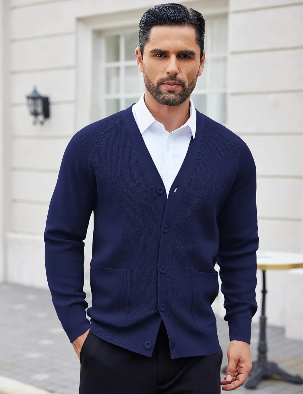 COOFANDY Men's Cardigan Sweaters with Button Lightweight Casual V Neck Long Sleeve Pockets Knitted Sweater