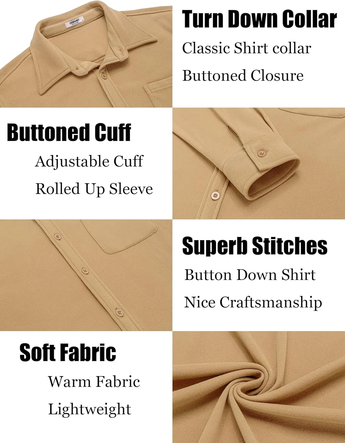 COOFANDY Men's Casual Shirt Long Sleeve Button Down Lightweight Flannel Shirts