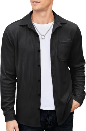 COOFANDY Men's Corduroy Shirt Casual Shacket Long Sleeve Button Down Lightweight Jacket