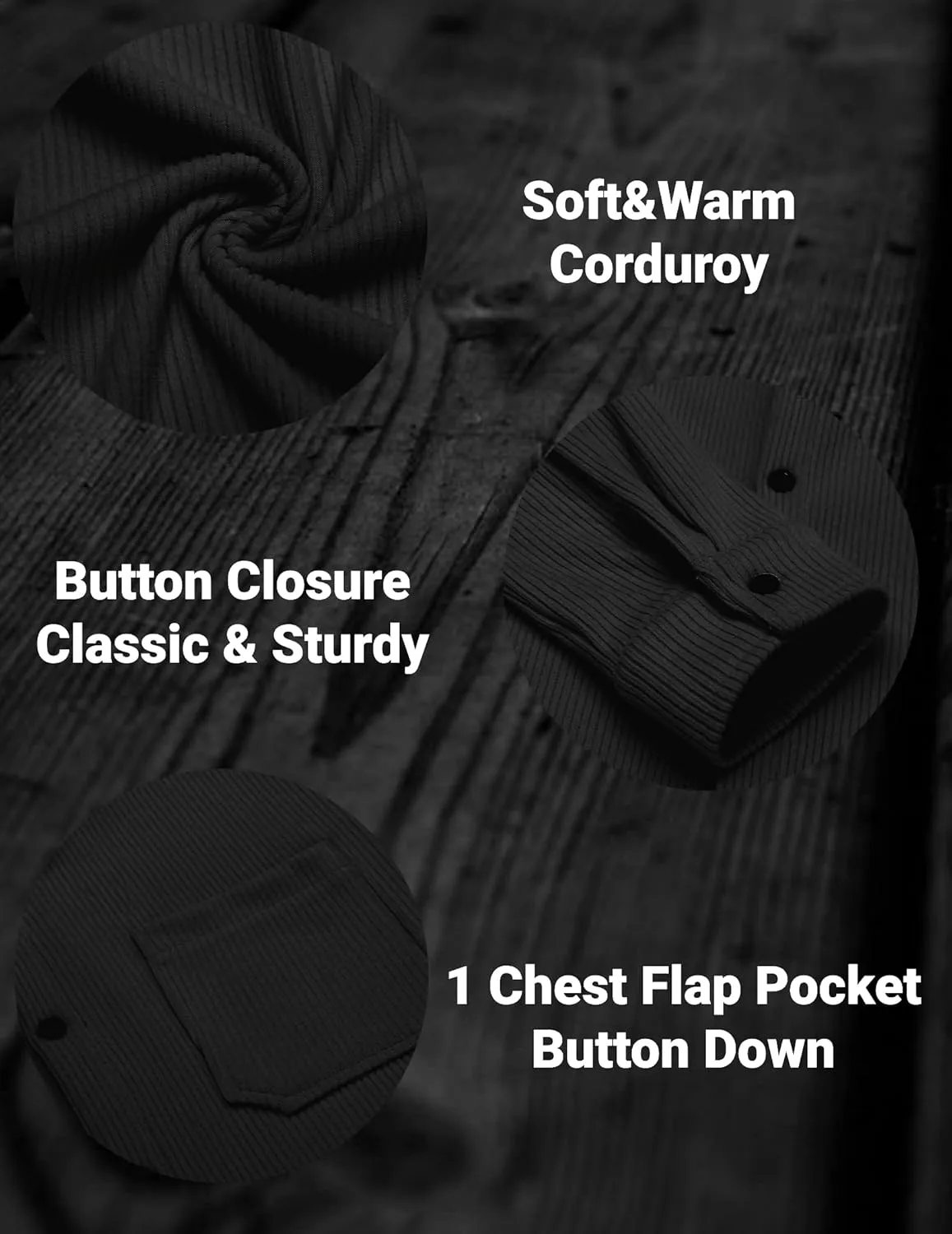 COOFANDY Men's Corduroy Shirt Casual Shacket Long Sleeve Button Down Lightweight Jacket