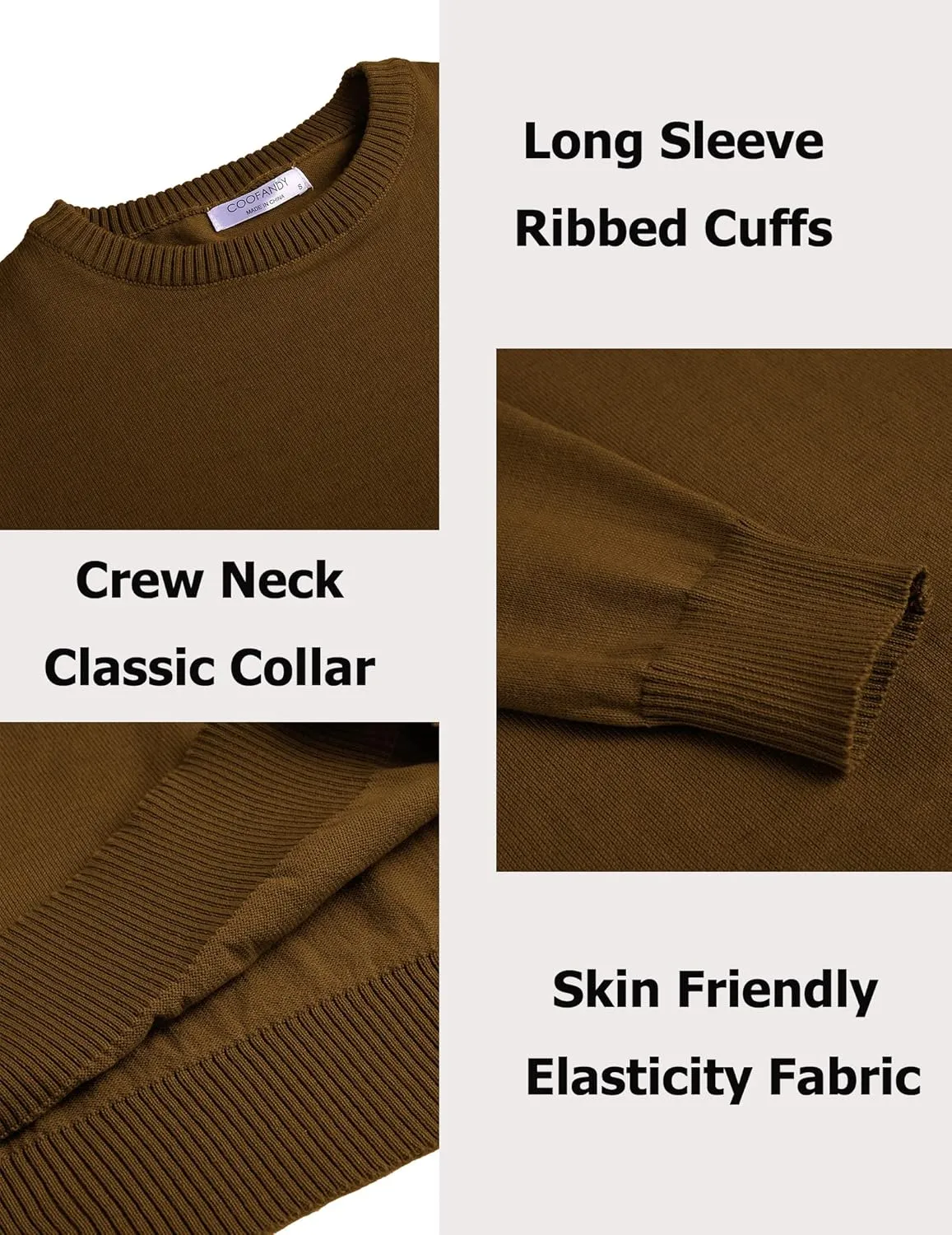 COOFANDY Men's Dress Crew Neck Sweater Lightweight Sweatshirts Knitted Pullover Casual Fashion Long Sleeve Sweater