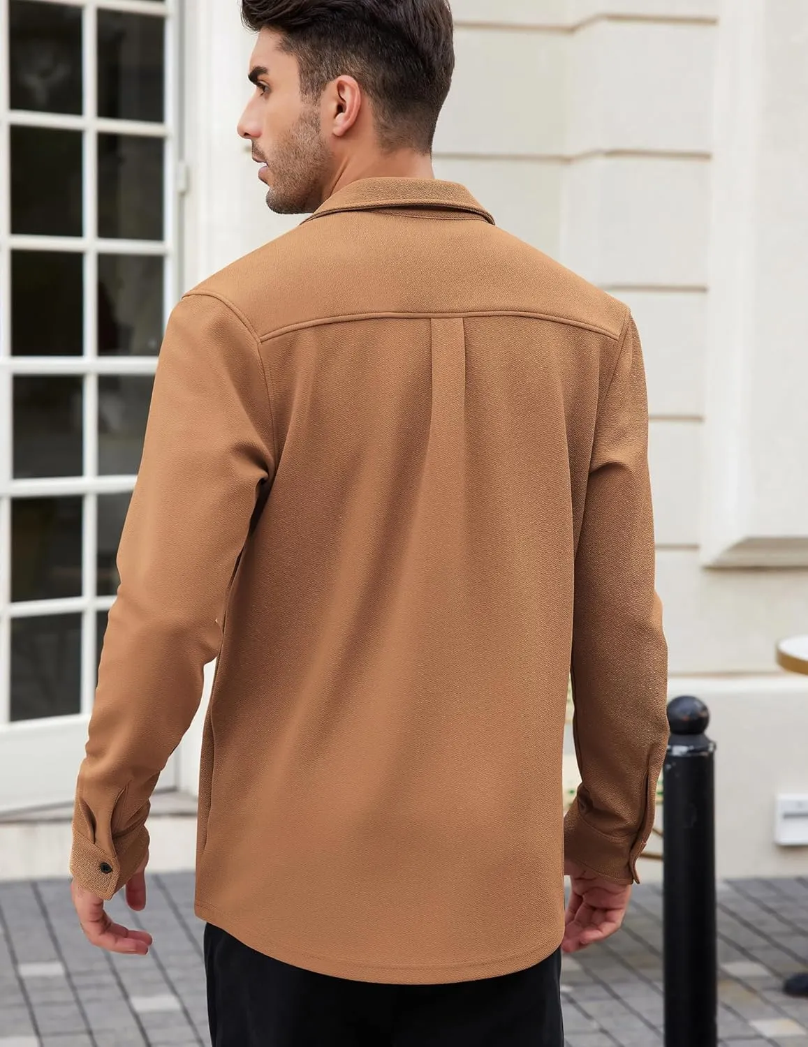 COOFANDY Men's Lightweight Shirt Shacket Long Sleeve Textured Button Down Shirts Casual Jacket