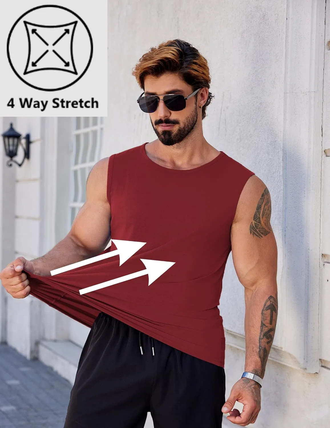 COOFANDY Men's Workout Tank Tops 1/2 Pack Dry Fit Sleeveless Muscle Gym Shirts Stretch Bodybuilding Tee