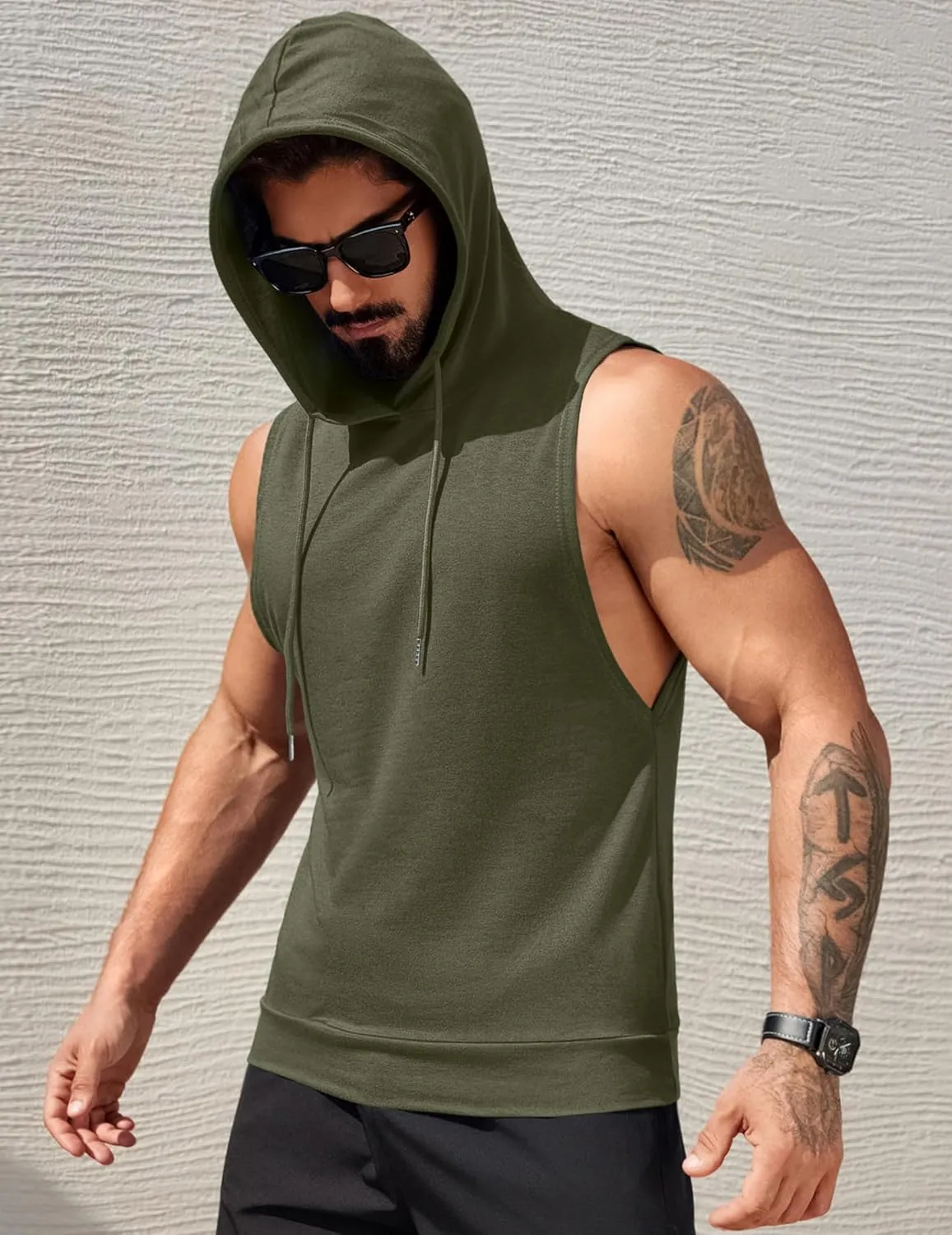 COOFANDY Sleeveless Hoodies for Men Workout Hooded Tank Tops Muscle Cut Off Shirts Bodybuilding Gym Shirt