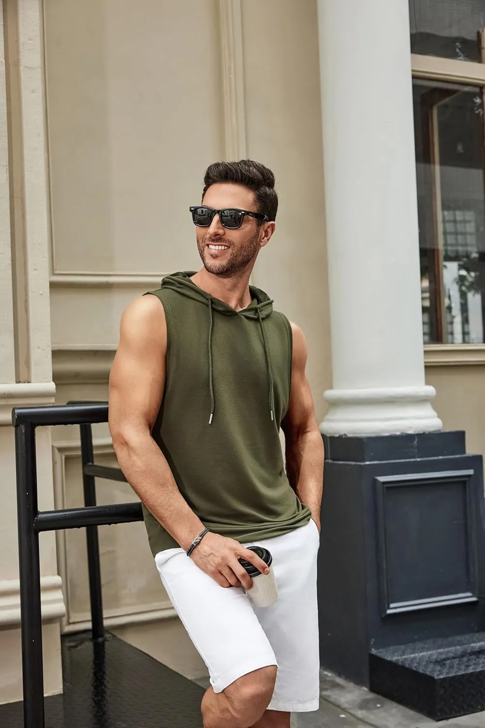 COOFANDY Sleeveless Hoodies for Men Workout Hooded Tank Tops Muscle Cut Off Shirts Bodybuilding Gym Shirt