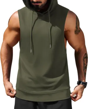 COOFANDY Sleeveless Hoodies for Men Workout Hooded Tank Tops Muscle Cut Off Shirts Bodybuilding Gym Shirt