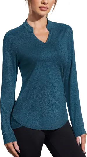 COOrun Workout Shirts for Women Long Sleeve Yoga Tops Casual Hiking Tee Shirt Athletic Breathable Top Quick Dry