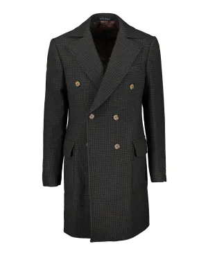 Corleone Green Houndstooth Double-Breasted Polo Coat