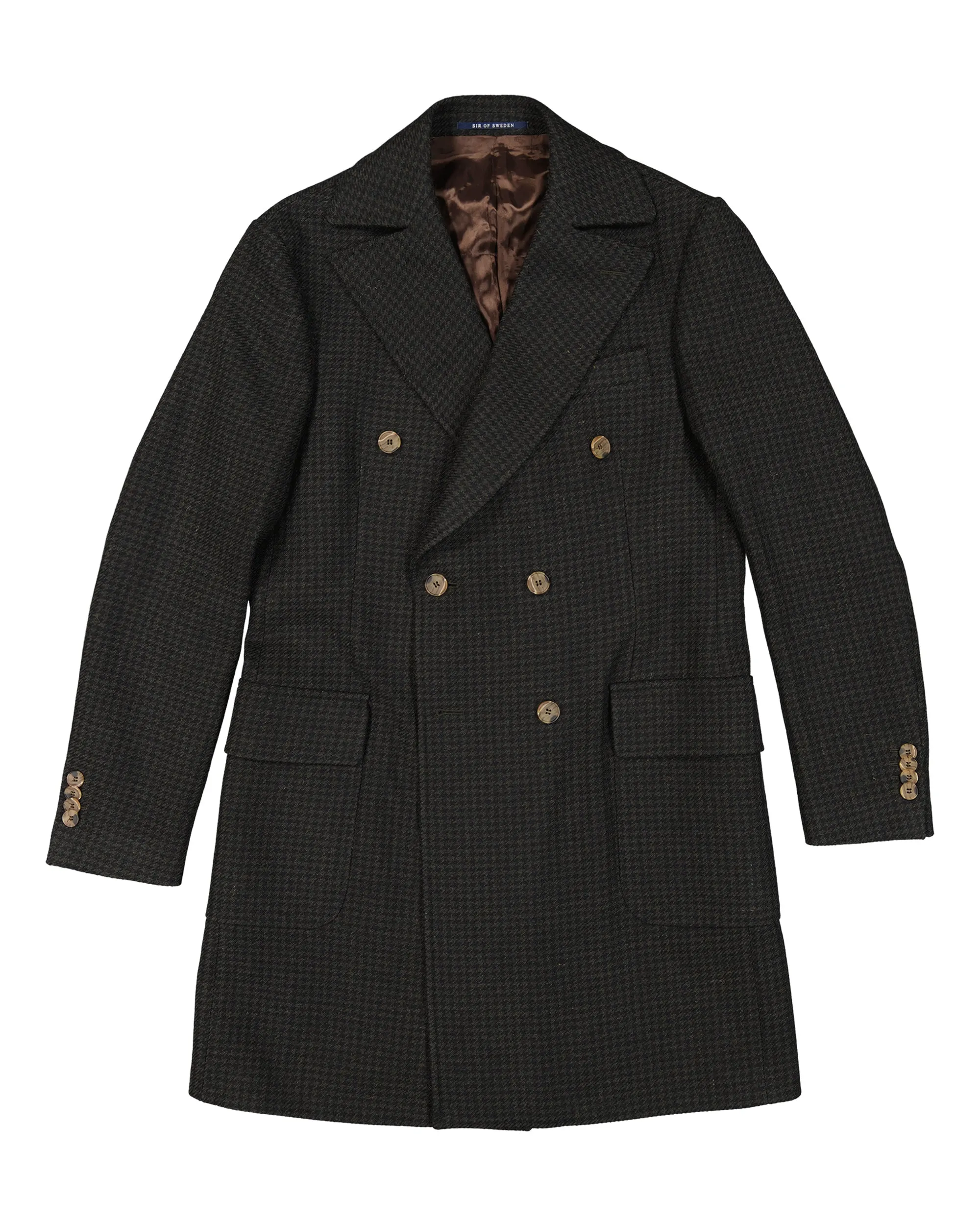 Corleone Green Houndstooth Double-Breasted Polo Coat