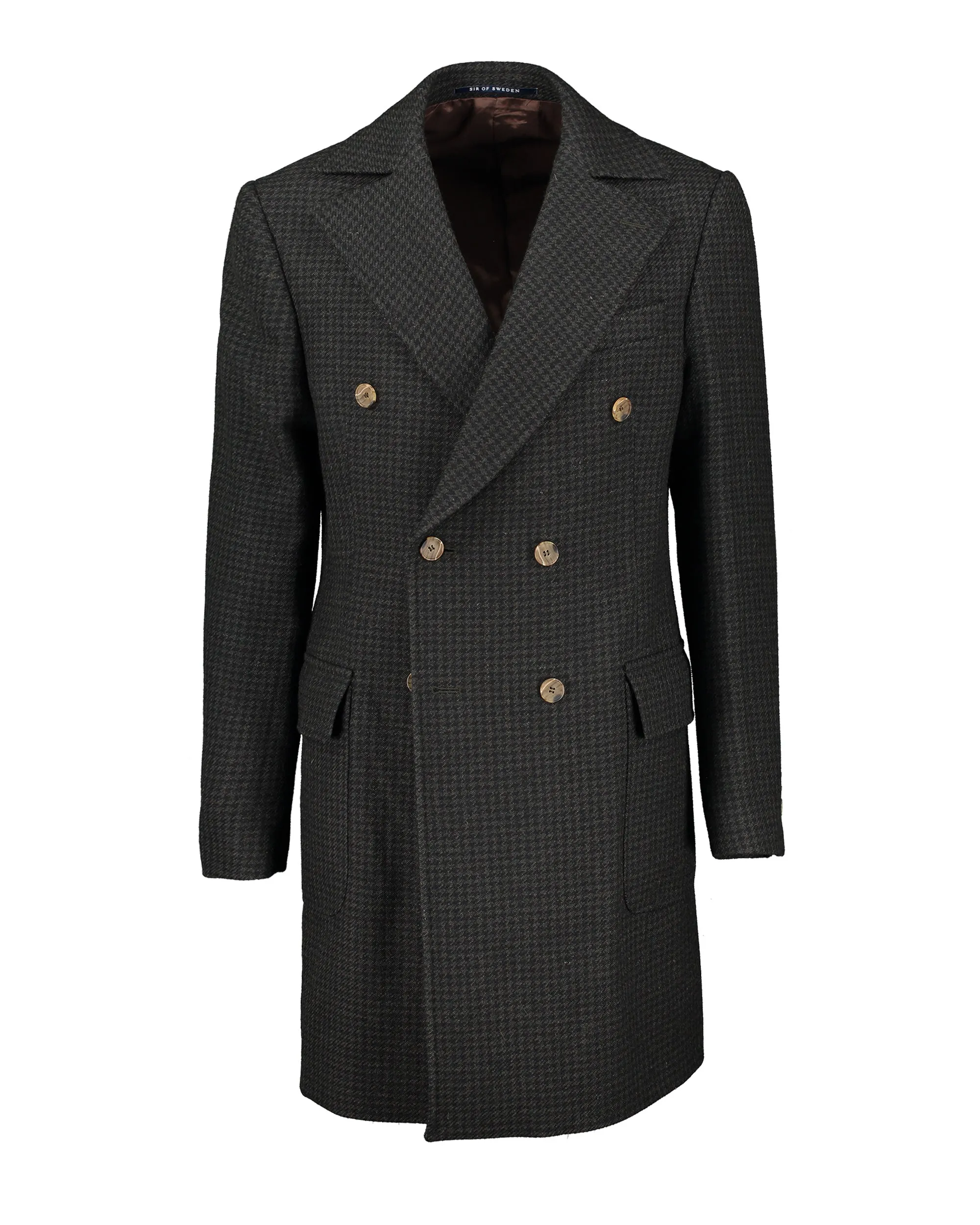 Corleone Green Houndstooth Double-Breasted Polo Coat