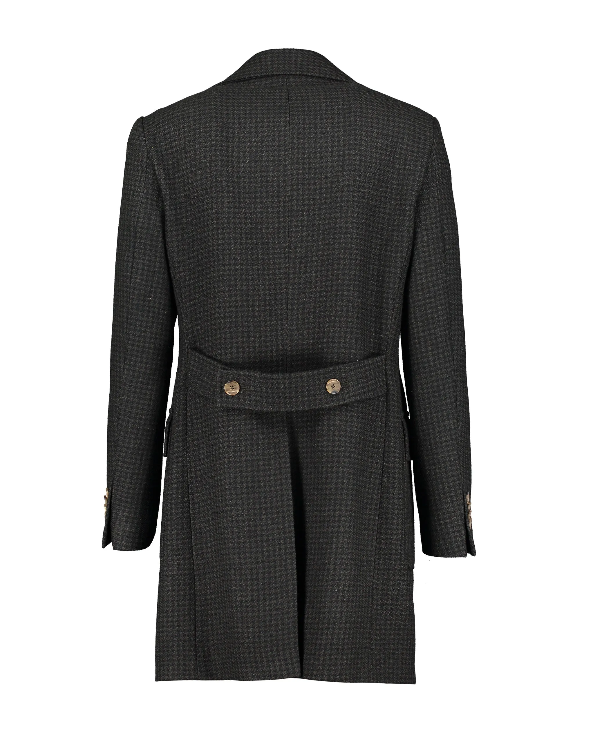 Corleone Green Houndstooth Double-Breasted Polo Coat