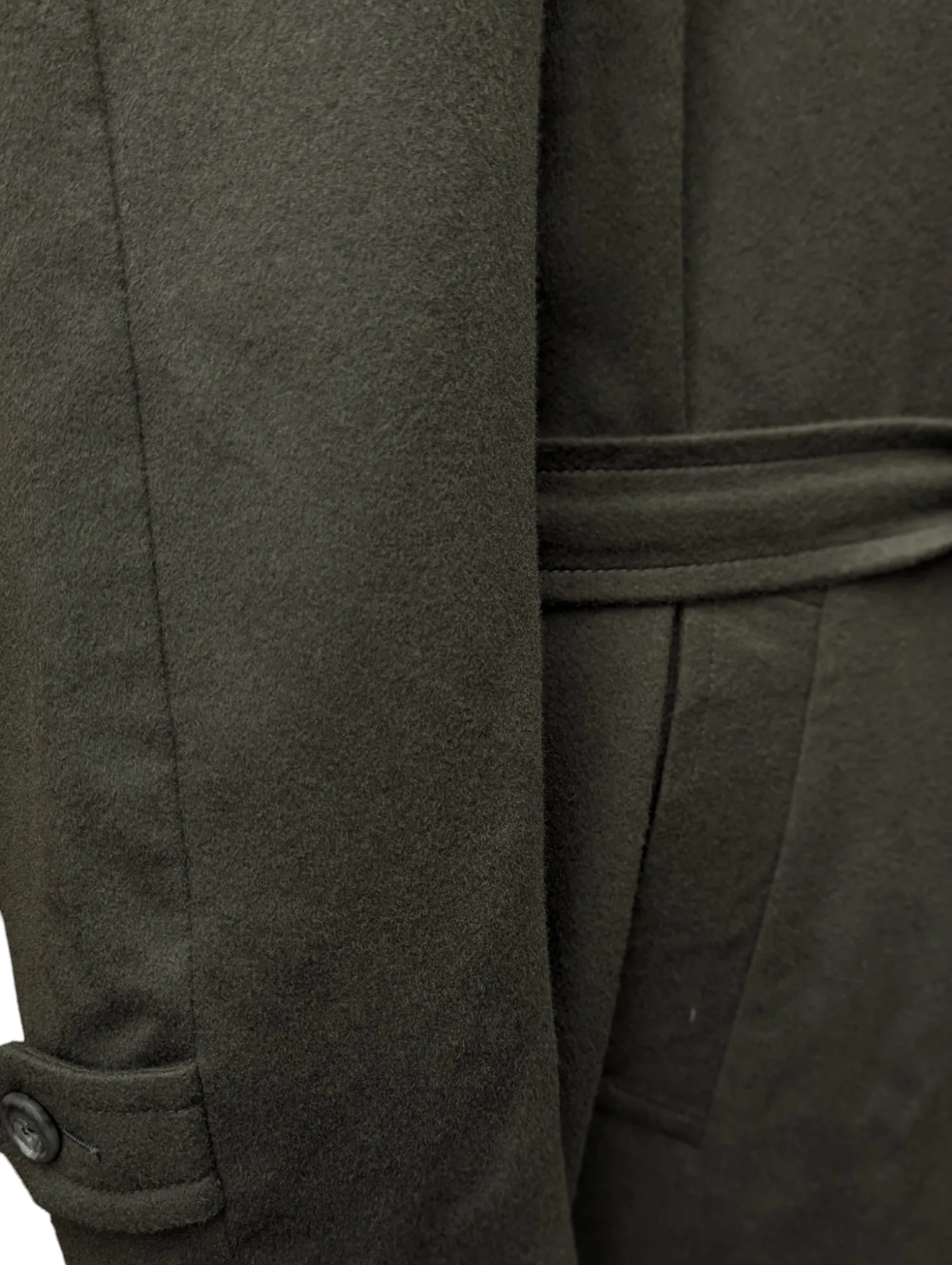 Corneliani Belted Raglan Balmacaan Coat XXL 46/48 Sage Green Wool/Cashmere