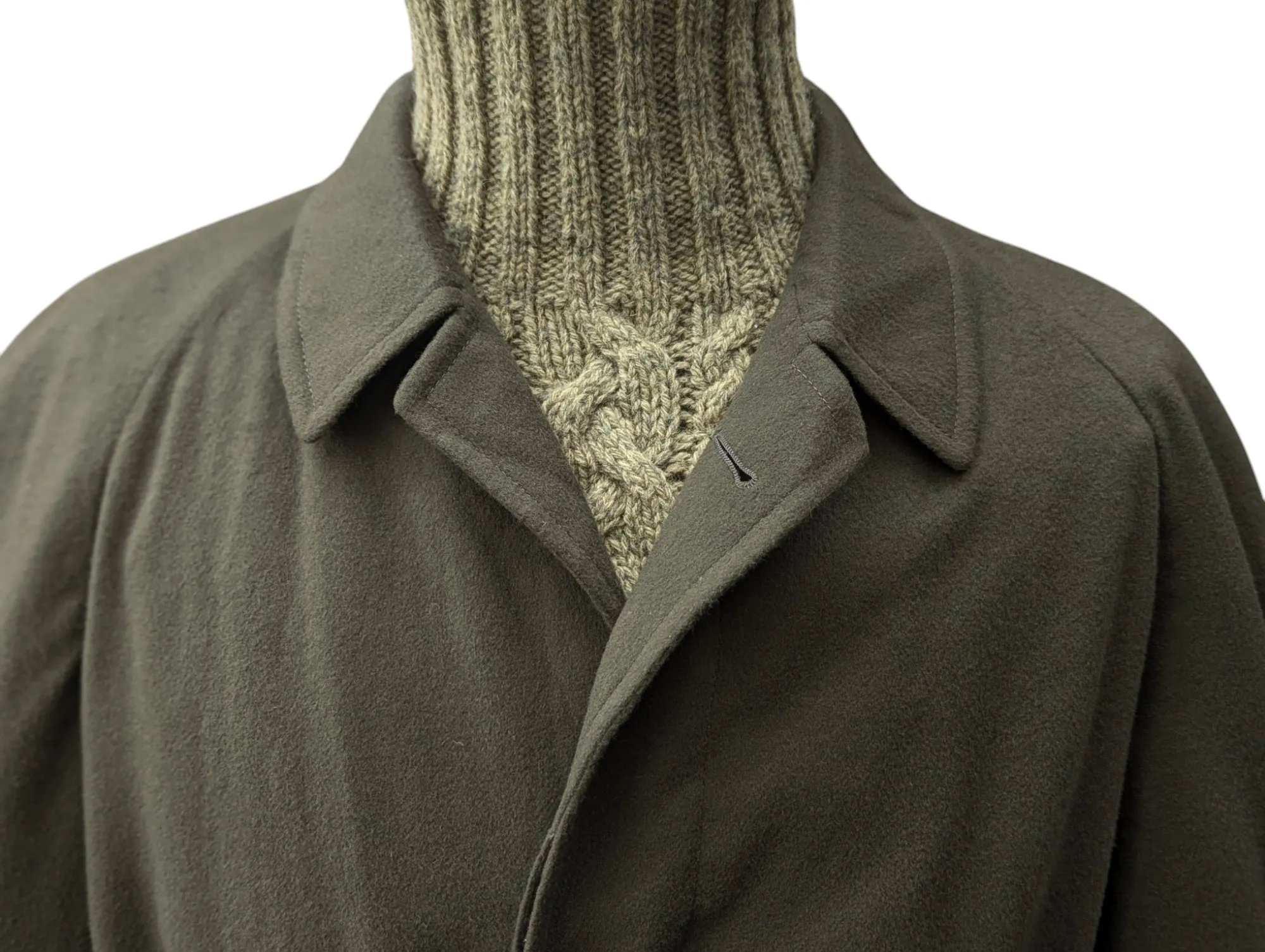 Corneliani Belted Raglan Balmacaan Coat XXL 46/48 Sage Green Wool/Cashmere