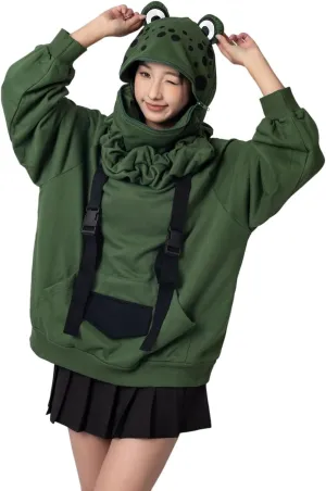 Cosfun Frog Hoodies Cute Animal Hoodie Froggy Oversized Pullover Sweatshirt Hoody Thickness Cotton