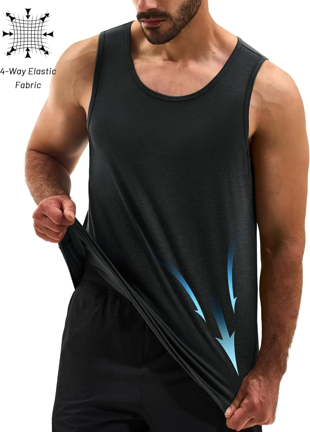 Cotrasen Men's Tank Top UPF 50  Cotton Sleeveless Shirt Moisture Wicking Bodybuilding Gym Workout Shirts Cooling Muscle Tee
