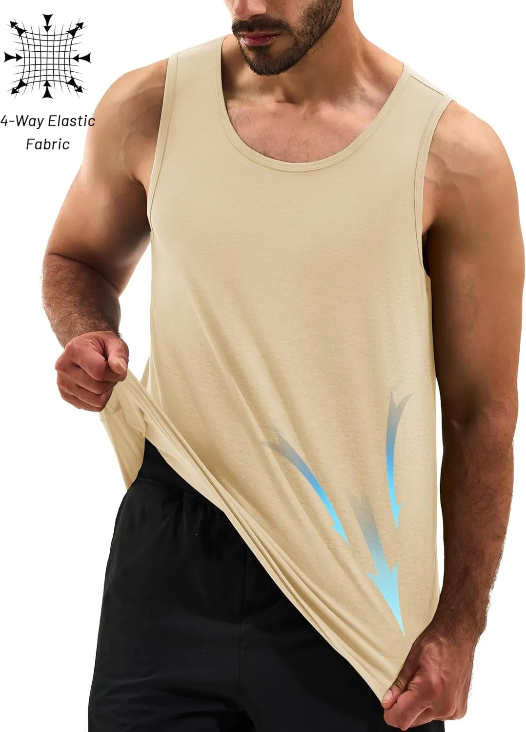 Cotrasen Men's Tank Top UPF 50  Cotton Sleeveless Shirt Moisture Wicking Bodybuilding Gym Workout Shirts Cooling Muscle Tee