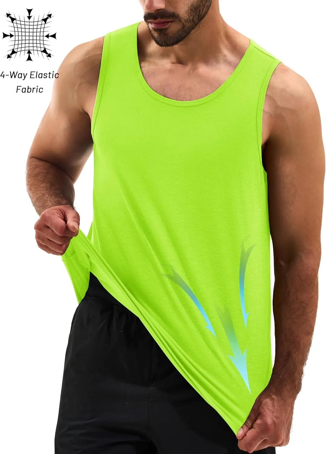Cotrasen Men's Tank Top UPF 50  Cotton Sleeveless Shirt Moisture Wicking Bodybuilding Gym Workout Shirts Cooling Muscle Tee