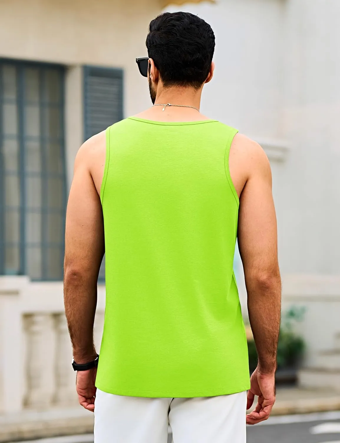 Cotrasen Men's Tank Top UPF 50  Cotton Sleeveless Shirt Moisture Wicking Bodybuilding Gym Workout Shirts Cooling Muscle Tee