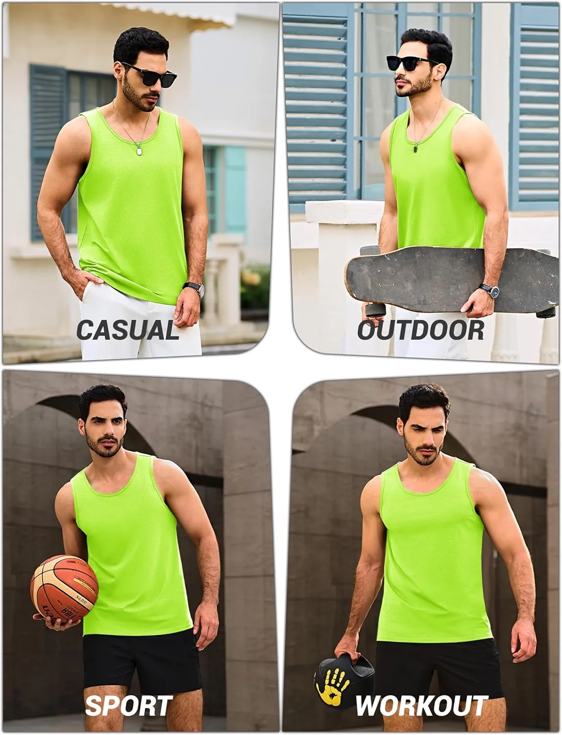 Cotrasen Men's Tank Top UPF 50  Cotton Sleeveless Shirt Moisture Wicking Bodybuilding Gym Workout Shirts Cooling Muscle Tee
