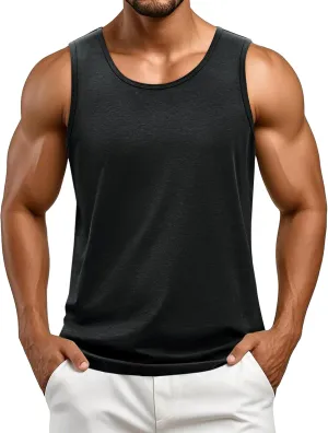 Cotrasen Men's Tank Top UPF 50  Cotton Sleeveless Shirt Moisture Wicking Bodybuilding Gym Workout Shirts Cooling Muscle Tee