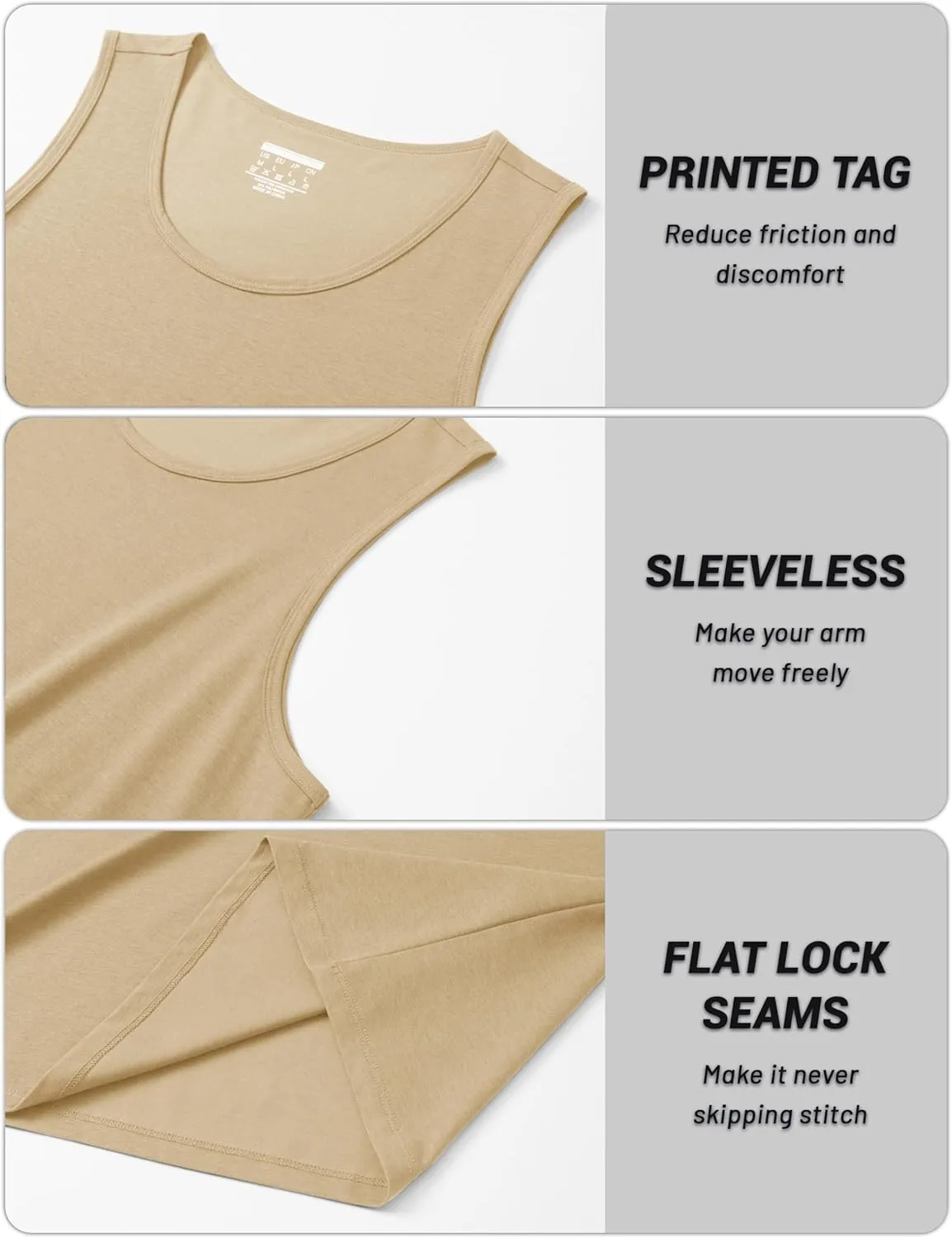 Cotrasen Men's Tank Top UPF 50  Cotton Sleeveless Shirt Moisture Wicking Bodybuilding Gym Workout Shirts Cooling Muscle Tee