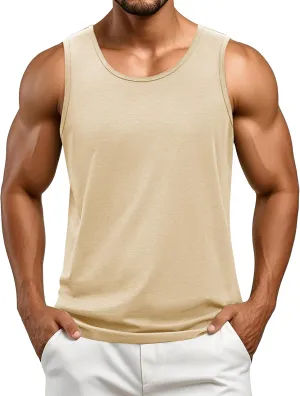 Cotrasen Men's Tank Top UPF 50  Cotton Sleeveless Shirt Moisture Wicking Bodybuilding Gym Workout Shirts Cooling Muscle Tee