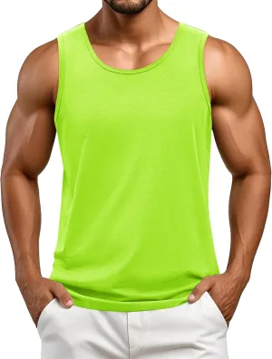 Cotrasen Men's Tank Top UPF 50  Cotton Sleeveless Shirt Moisture Wicking Bodybuilding Gym Workout Shirts Cooling Muscle Tee