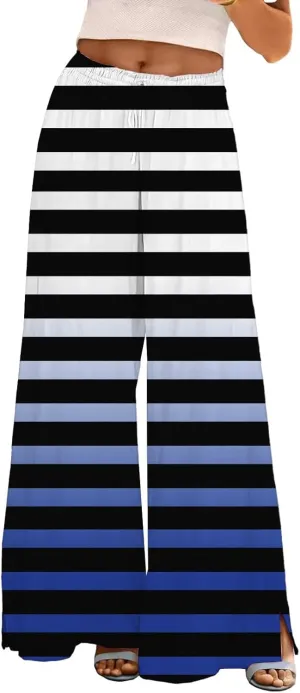 Cotton Linen Pants for Women 2025 Wide Leg Elastic Waist Capri Pant Loose Palazzo Cropped Trousers with Pockets