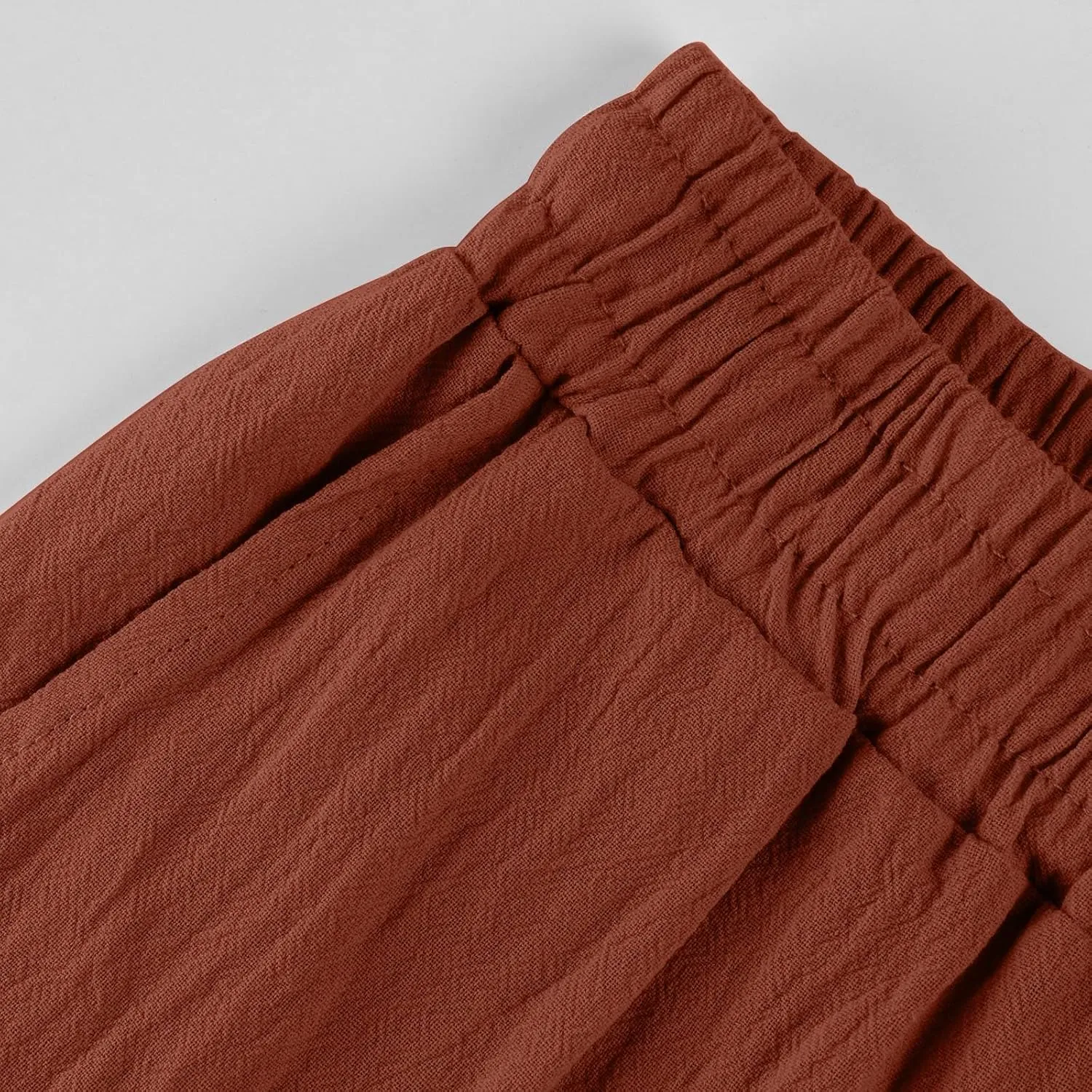 Cotton Linen Pants Women Summer Casual High Waisted Straight Leg Beach Pants Loose Fit Comfy Vacation Trousers w/Pockets
