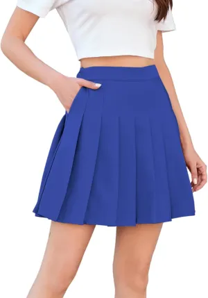 Cromoncent Girls Womens Pleated Mini Skirt Short High Waist School Uniform, 2Years - 4XL