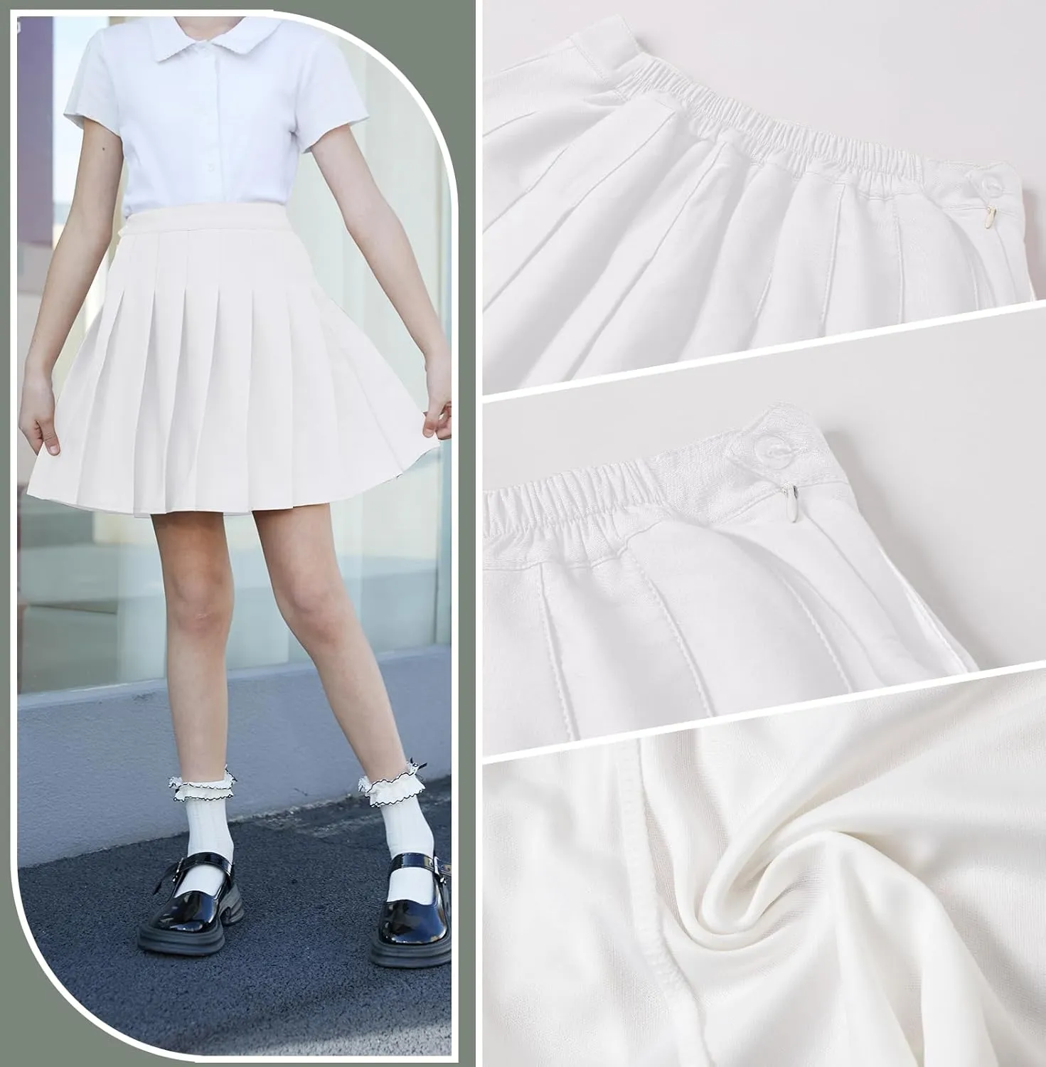 Cromoncent Girls Womens Pleated Mini Skirt Short High Waist School Uniform, 2Years - 4XL