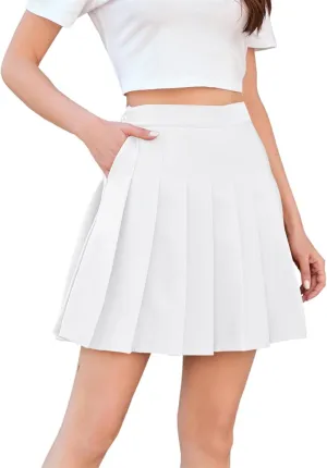 Cromoncent Girls Womens Pleated Mini Skirt Short High Waist School Uniform, 2Years - 4XL