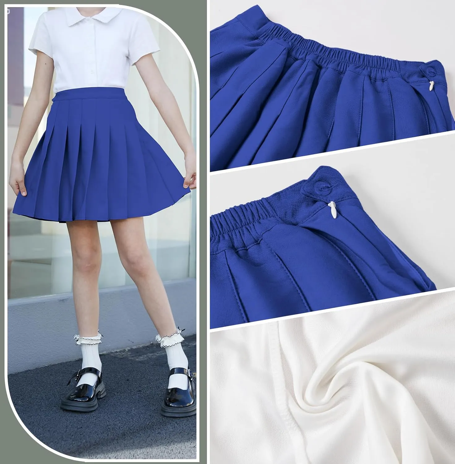 Cromoncent Girls Womens Pleated Mini Skirt Short High Waist School Uniform, 2Years - 4XL