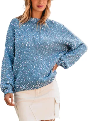 CUPSHE Womens Pullover Sweater Rainbow Pom Ribbed Knit Long Sleeve Fall Colorful Jumper Tops